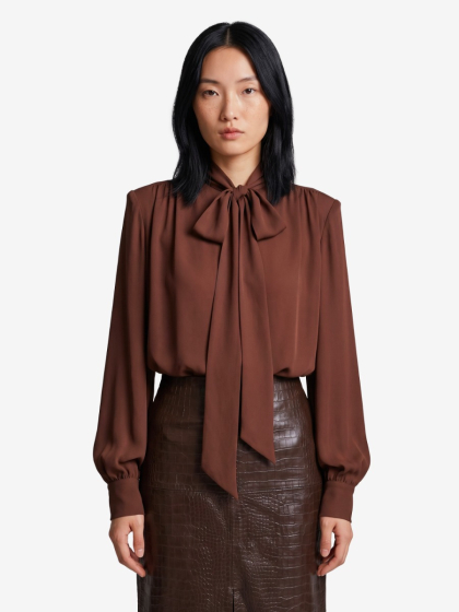 Blusa con fiocco misto seta
