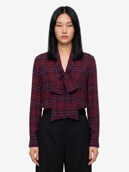 Camicia Rhiannon Check in seta con sicarpa