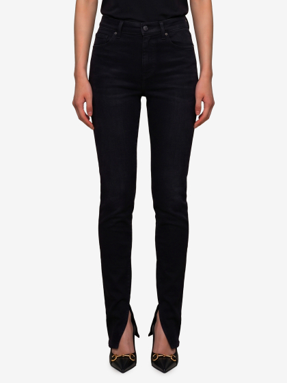 Pantaloni skinny in denim di cotone effetto délavé