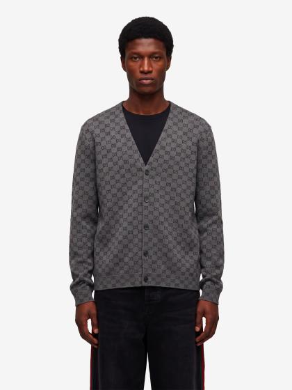 Cardigan in lana e seta GG