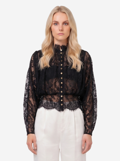 Blusa in pizzo con collo alto